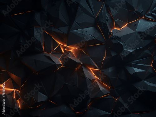 Chaotic polygon surface depicted in dark background