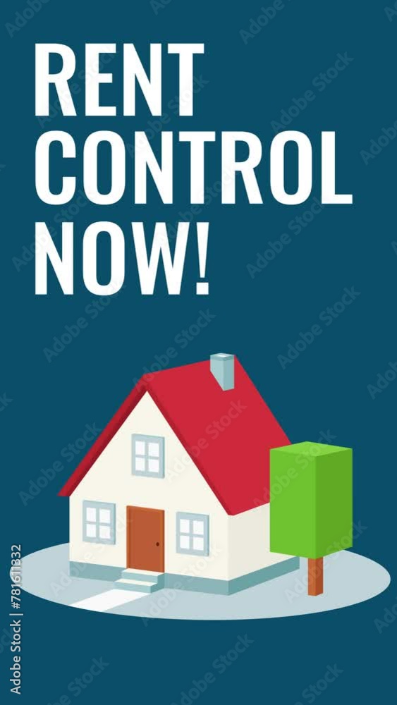 Rent control vertical animated video. 3D house with text. Finance and business. Rent control vertical animated video. 3D house with text. Finance and business.