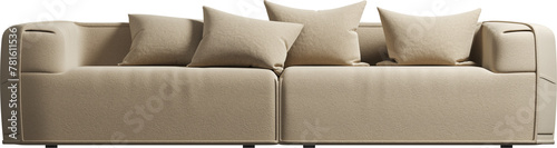 Front view of modern upholstered sand sofa