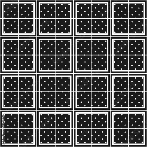 Seamless monochrome pattern with decorative square elements. Vector illustration