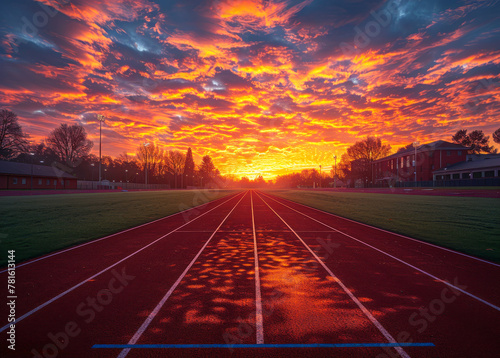 Track and field at sunset. A sunset on a track at nittany lions football stadium