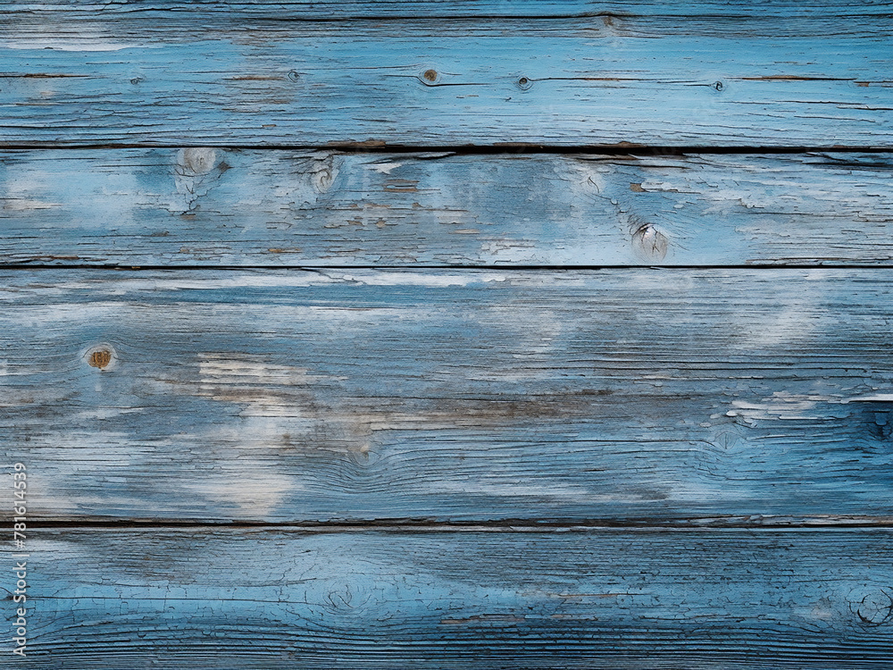 Fototapeta premium Texture of wooden surface with vertical strokes of old blue paint