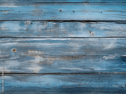 Texture of wooden surface with vertical strokes of old blue paint