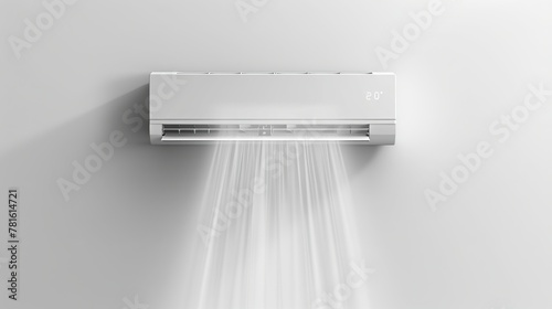 An air conditioner mounted on a white wall, providing cool air in a room.