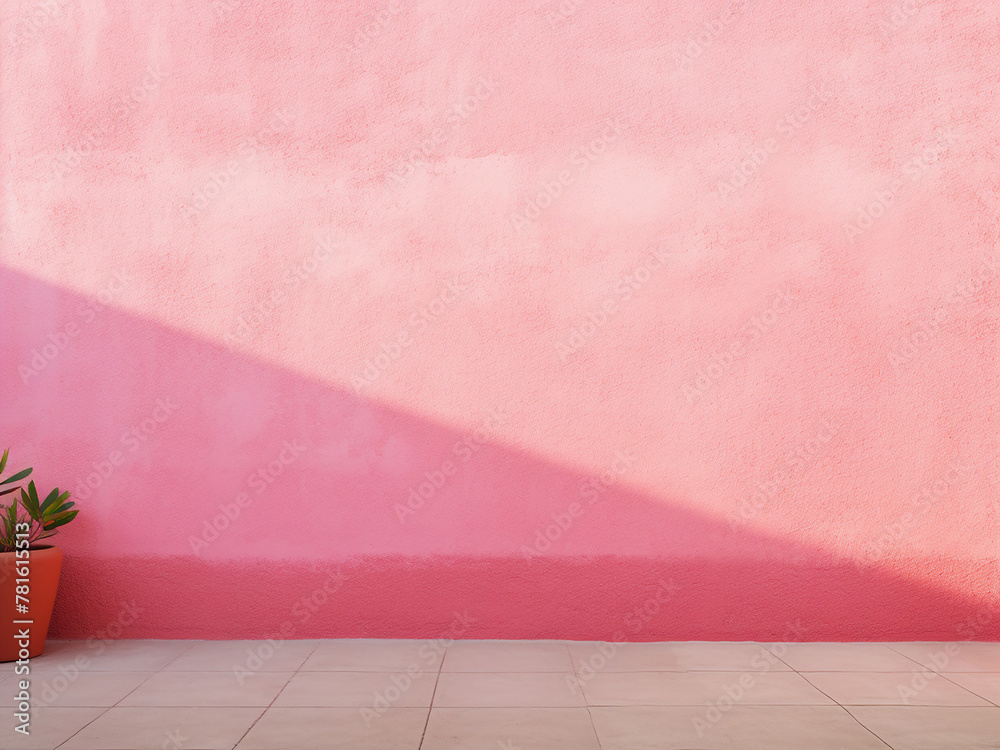 The pink wall boasts a gradient with rough texture and sharp focus