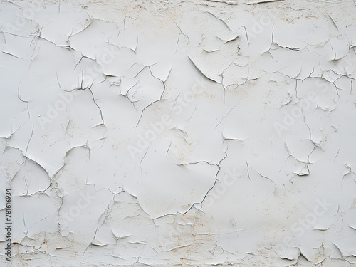 Cracked white paint on the wall forms textured background