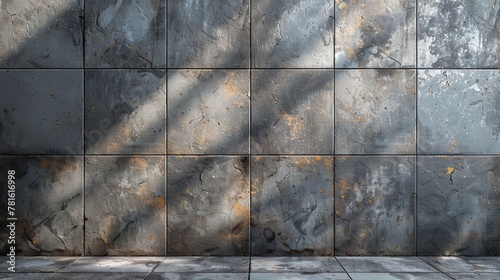 A decorative ventilated facade made of gray tiles with a uniform texture photo