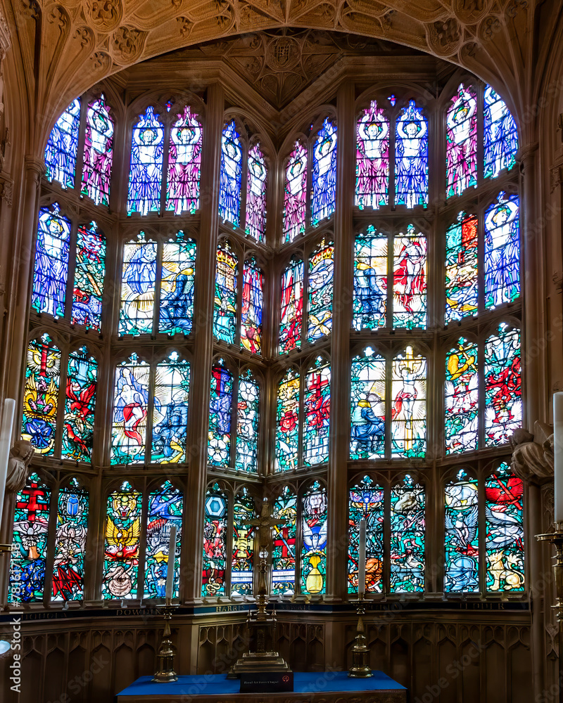 Stained glass window of one of the rooms of Westminster Abbey.