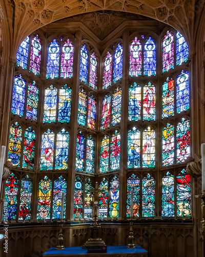 Stained glass window of one of the rooms of Westminster Abbey. photo