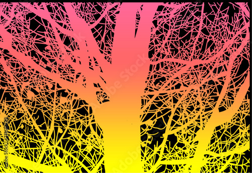 silueta arbol, arbusto, hojas, ramas, otoño, ilustracion, bosques, naturaleza, sequia, atmosfera