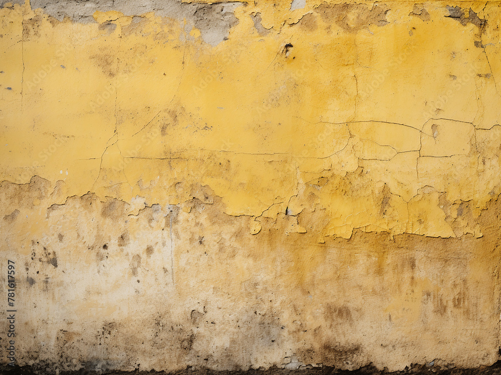 Rustic wall texture enriched by the presence of yellow stucco