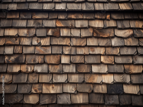 Traditional wooden shingles adorn Austrian house wall photo