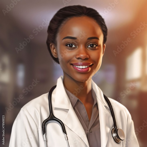 African american female doctor with stethoscope. Healthcare and medical concept.