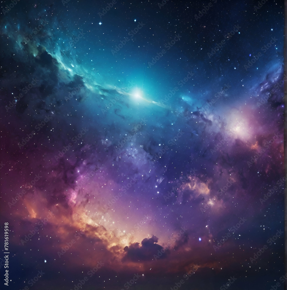 A view of the galaxy, with shooting stars, cosmos and different planets, colors and nebulas