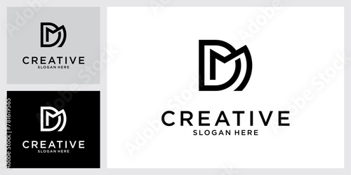 DM or MD initial letter logo design vector