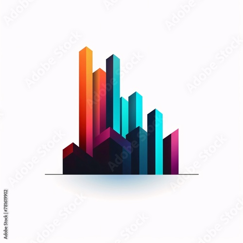 Abstract colorful 3d business graph. Vector illustration for your design.