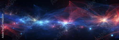 Abstract Representation Of Cosmic Networks And Starlight. Fusion Of Nebulae. Generative AI © pibi37.studio
