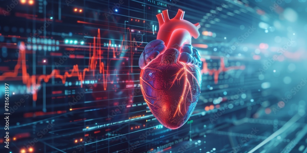 A Digitalized Heart in a Network of Cyber Connections, Symbolizing the Intersection of Technology and Cardiology, Generative AI A Digitalized Heart in a Network of Cyber Connections, Symbolizing the Intersection of Technology and Cardiology, Generative AI