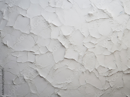 Detailed close-up of white textured wall with decorative plastering