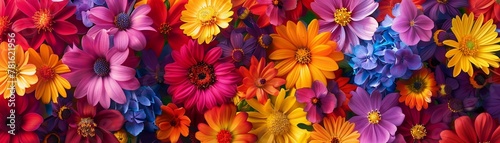 A beautiful array of colorful flowers in full bloom photo