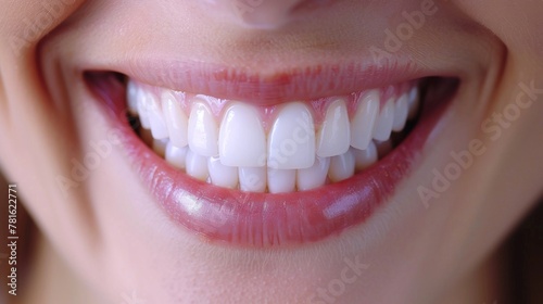 Extreme close-up of a bright, white perfect smile