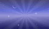 A serene summer night sky in shades of purple, with a crescent moon and twinkling stars emanating peaceful radiance