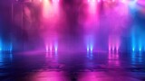 Empty modern stage with bright background for performance, stage lighting with spotlights for dance performance