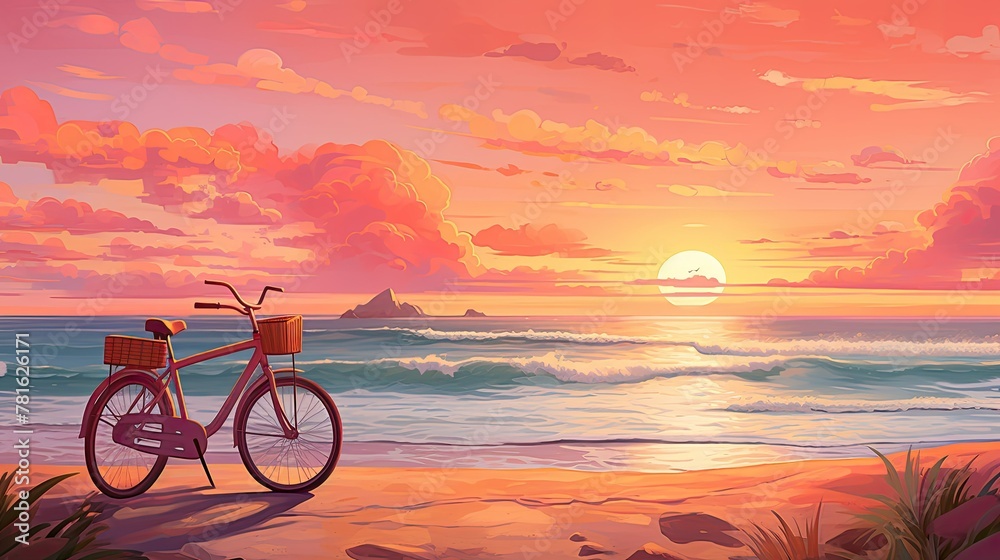 Fototapeta premium bike on the beach