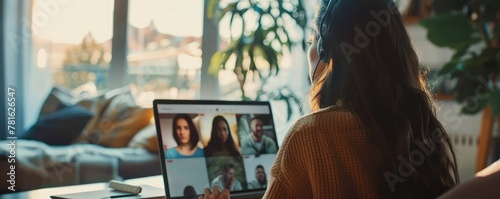 A video call with a many different people trought laptop.