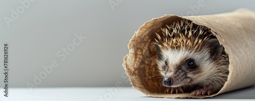 A cute hedgehog unrolling a scroll of a sitemap, representing website structure optimization, isolated, text space photo