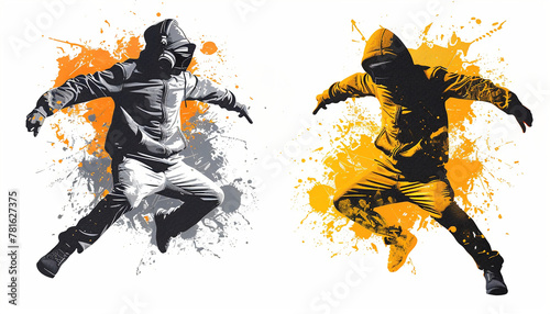 Dynamic action people illustration in orange and black © Creative Habits