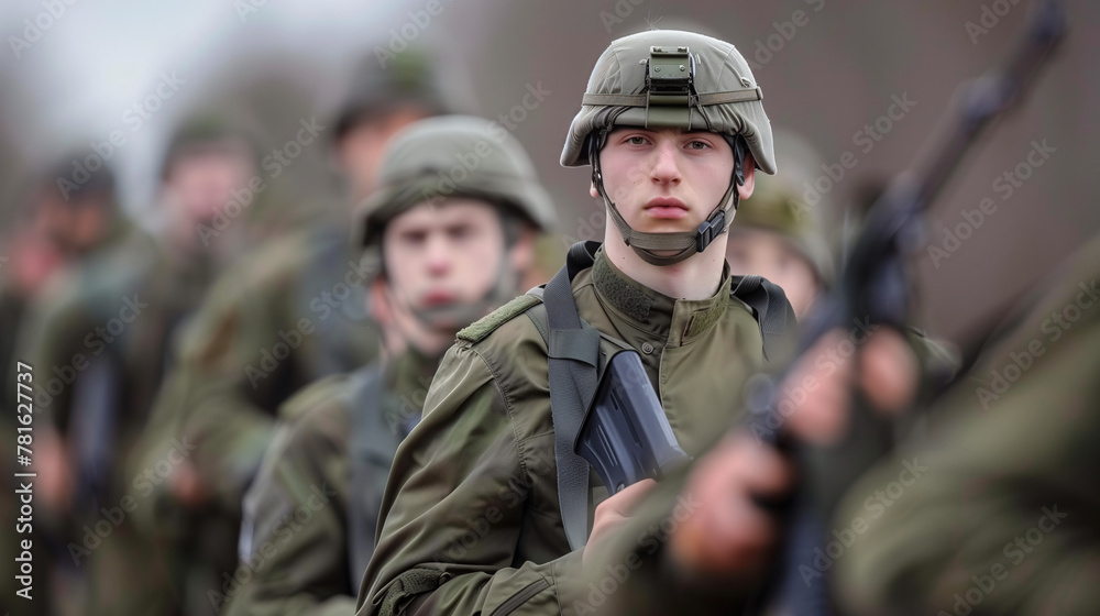 Fototapeta premium Soldados en Formación Militar