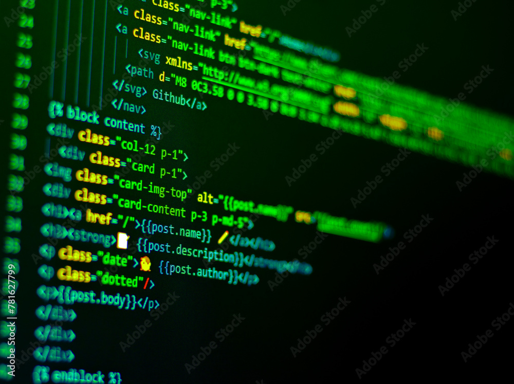 Code background in editor. Web programming with screen html coding Code background in editor. Web programming with screen html coding