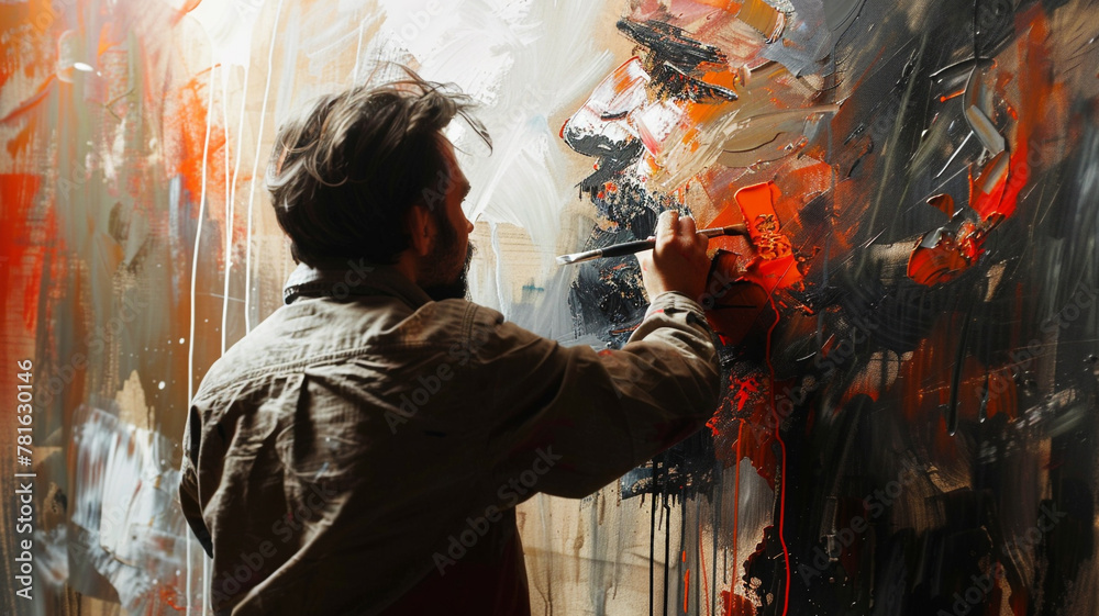 A paintbrush sweeping across a canvas in broad, gestural strokes, capturing the essence of a subject with dynamic, expressive marks that convey emotion and movement.