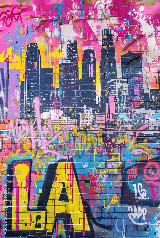 Obraz premium graffiti on the street in LA illustration