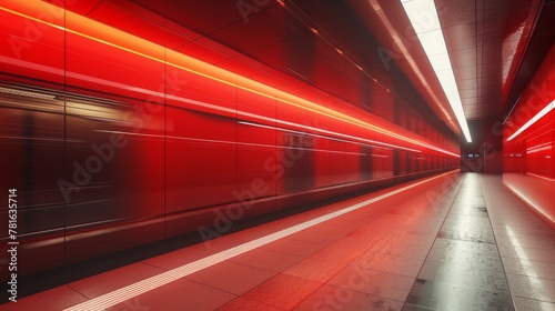 Red streaks of light in a high-speed metro tunnel © muji