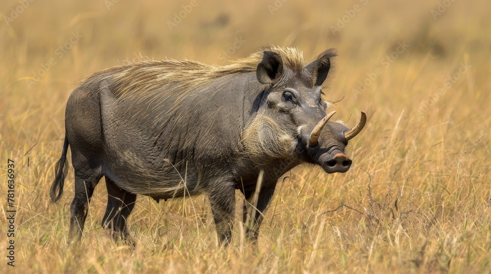 Fototapeta premium A warthog in tall grass