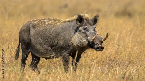 A warthog in tall grass