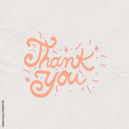 Elegant Blue ‘Thank You’ Note on Textured White Paper Background