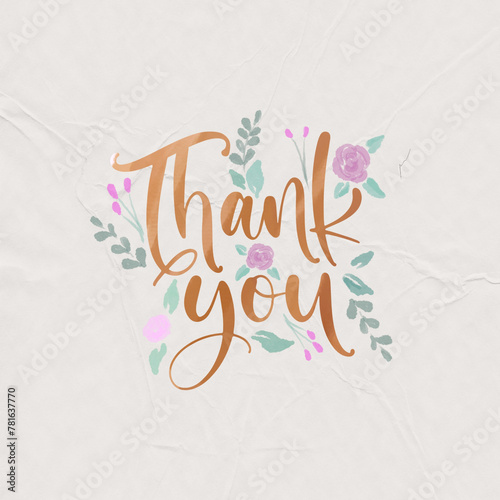 Elegant Blue ‘Thank You’ Note on Textured White Paper Background