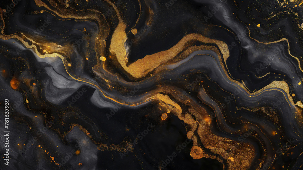 Black, gold and yellow Ink abstract gold paint marble background banner Black, gold and yellow Ink abstract gold paint marble background banner