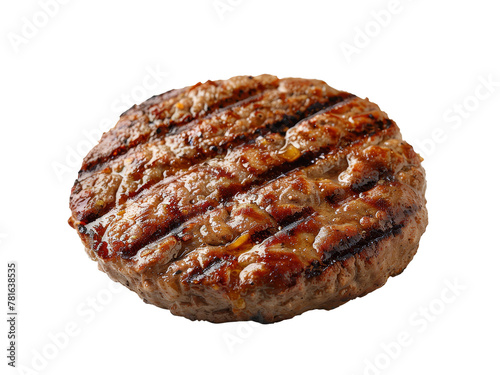 grilled hamburger meat isolated on a transparent or white background.