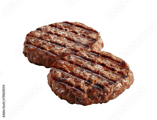 grilled hamburger meat isolated on a transparent or white background.