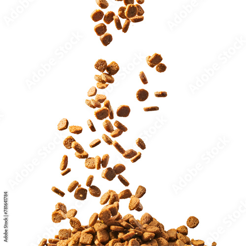 Pet Food and Dog Food: A Close Up of the Falling Scene, Isolated on Transparent Background, PNG photo