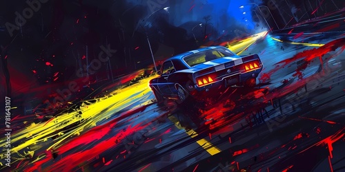 muscle car illustration  motors  roadtrips  ai image of cars