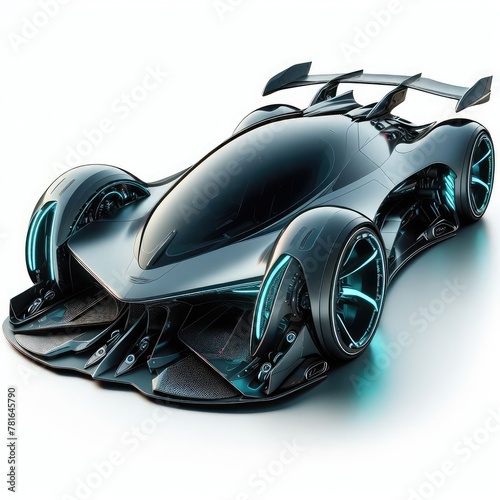 Futuristic electric car with ai technology isolated on a white background