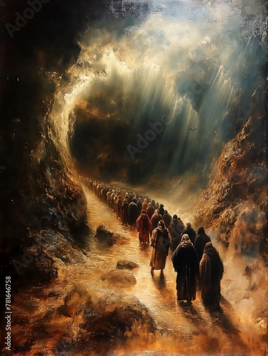 Israelites crossing the Red Sea Renaissance paint