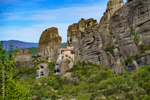 The Meteora is a rock formation in northwestern Greece, hosting one of the largest and most precipitously built complexes of Eastern Orthodox monasteries, second in importance only to Mount Athos. photo