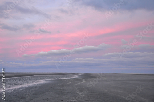 Schiermonnikoog ,The Netherlands.Island in the Waddenzee. Emptiness, dunes ,beach,clouds and sea  photo