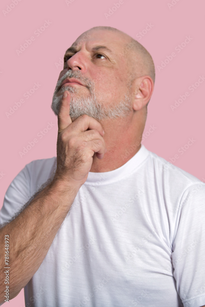 portrait adult man bald white beard face expression happy thoughtful male model gentleman in casual clothes image portrait adult man bald white beard face expression happy thoughtful male model gentleman in casual clothes image